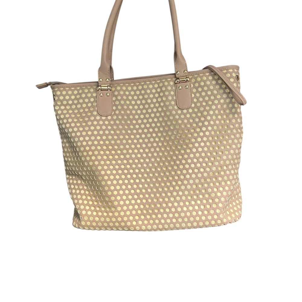 Charming Charlie light brown Tote with Polka Dots